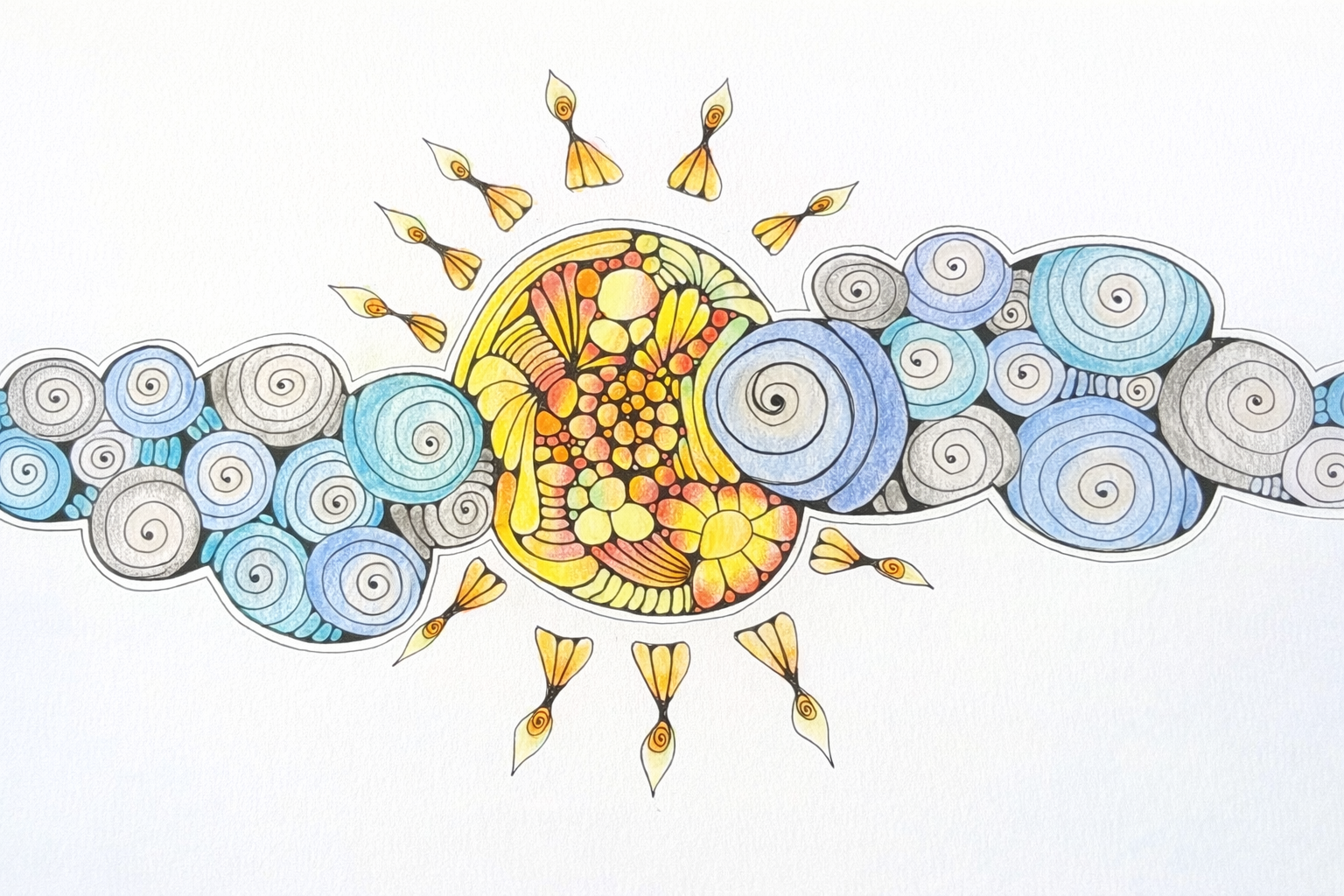 Cloud «sunny» 🌤️- Dobbeltsidig A6 kort med konvolutt