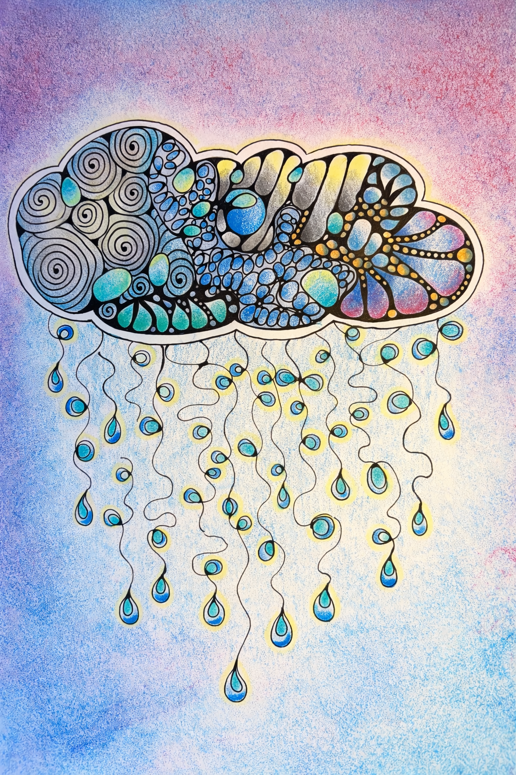 Cloud «drizzle» 🌧️ - Dobbeltsidig A6 kort med konvolutt