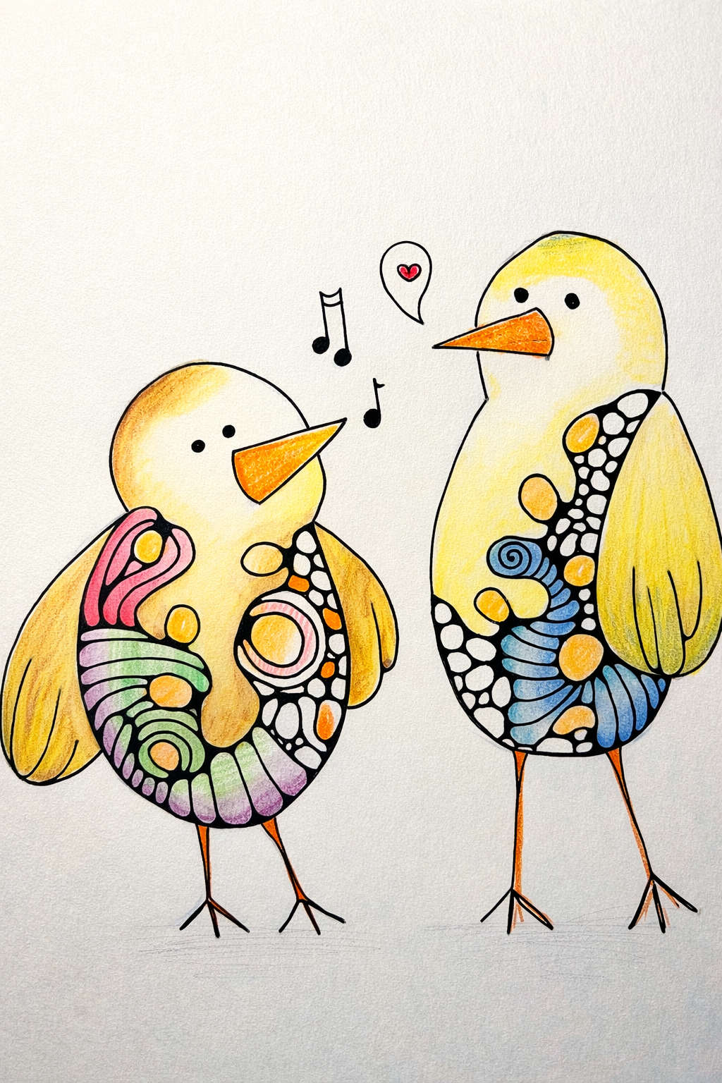 Bird charm 🐥🎶- Dobbeltsidig A6 kort med konvolutt