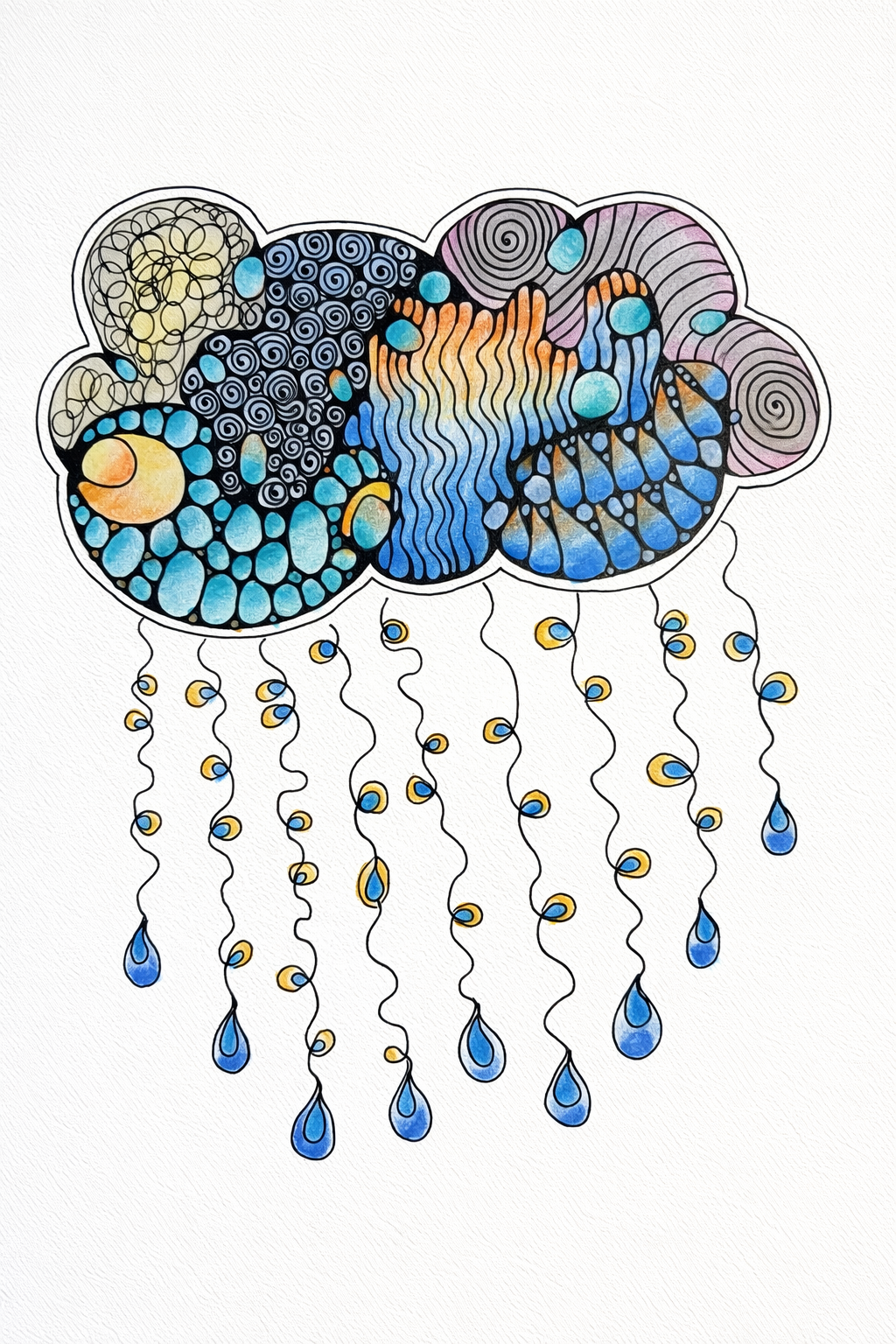 Cloud «rainy» 🌧️ - Dobbeltsidig A6 kort med konvolutt