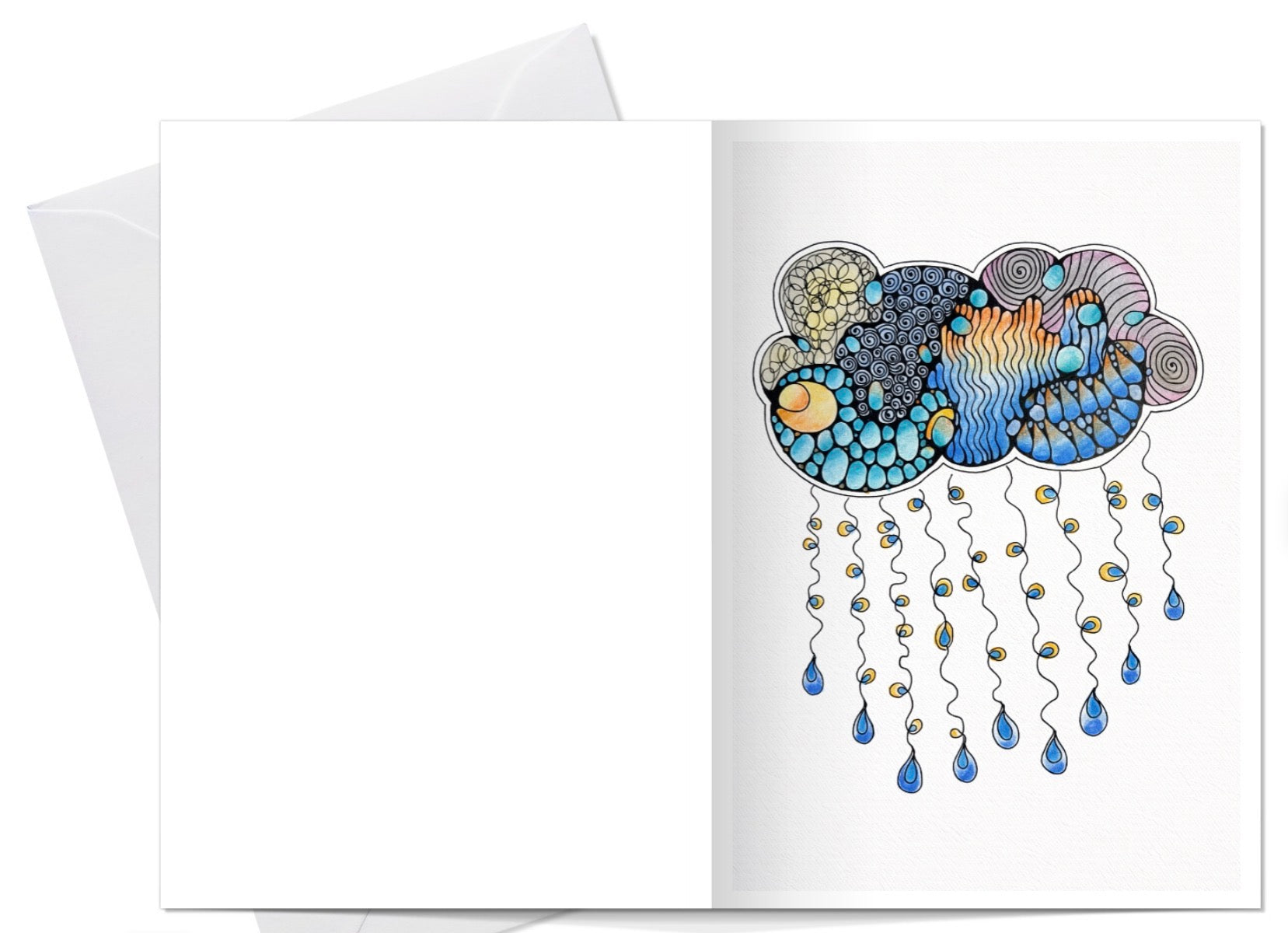 Cloud «rainy» 🌧️ - Dobbeltsidig A6 kort med konvolutt