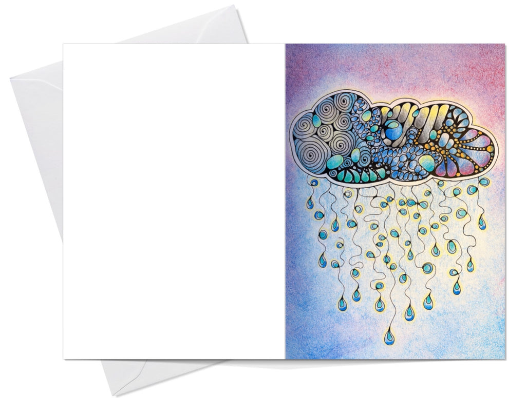 Cloud «drizzle» 🌧️ - Dobbeltsidig A6 kort med konvolutt