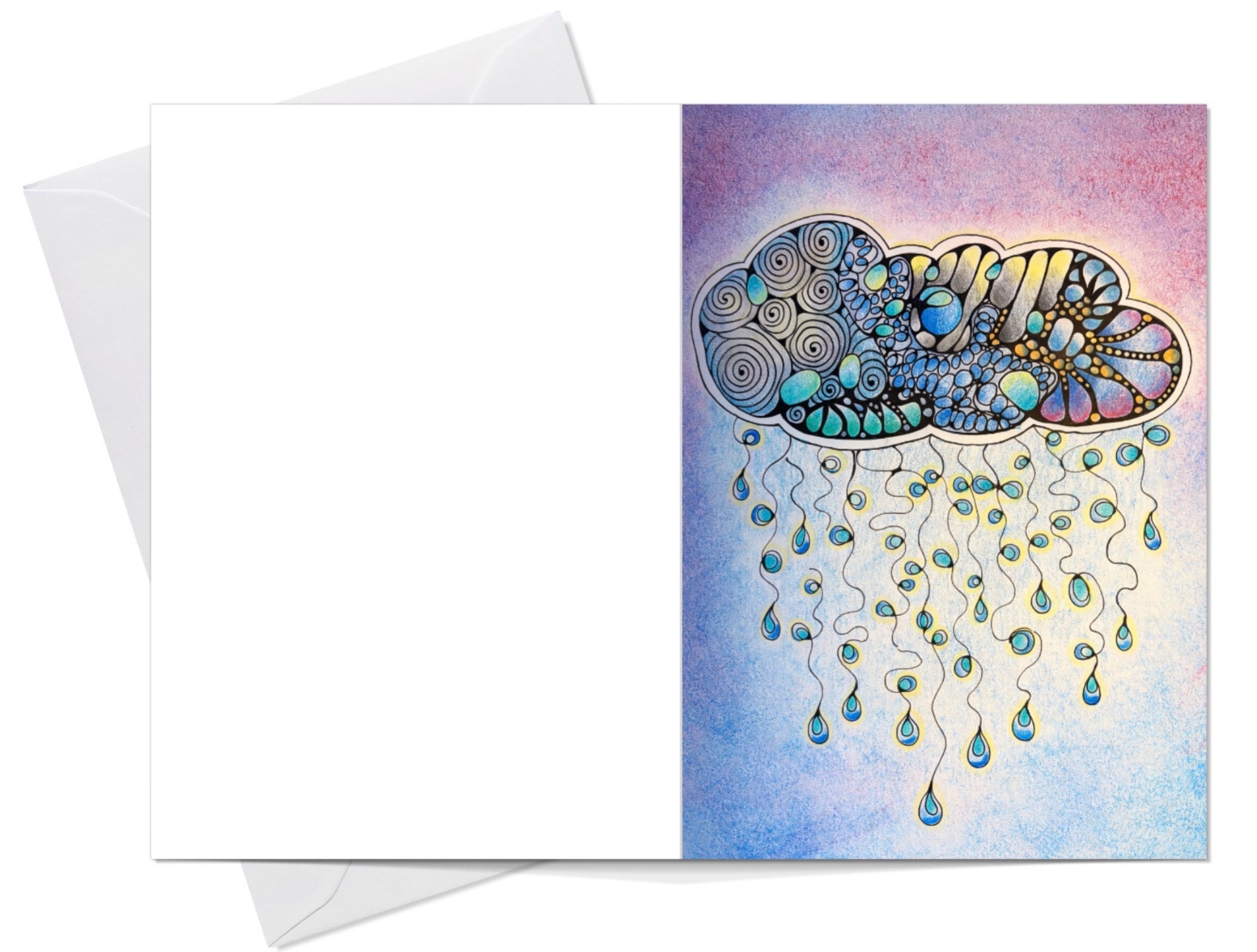 Cloud «drizzle» 🌧️ - Dobbeltsidig A6 kort med konvolutt