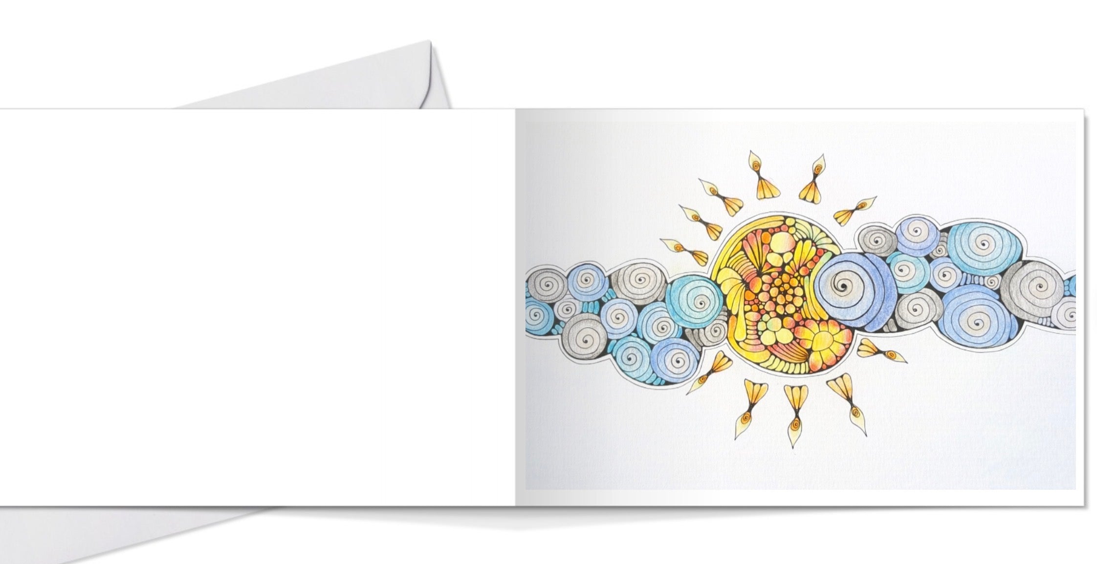 Cloud «sunny» 🌤️- Dobbeltsidig A6 kort med konvolutt