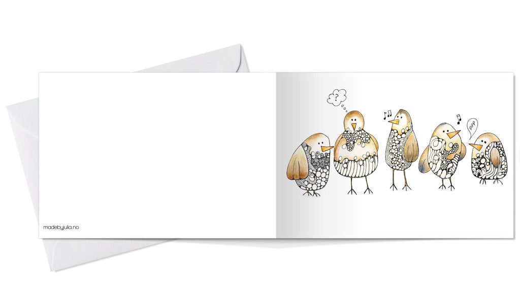 Bird talk 🐦🎶- Dobbeltsidig A6 kort med konvolutt