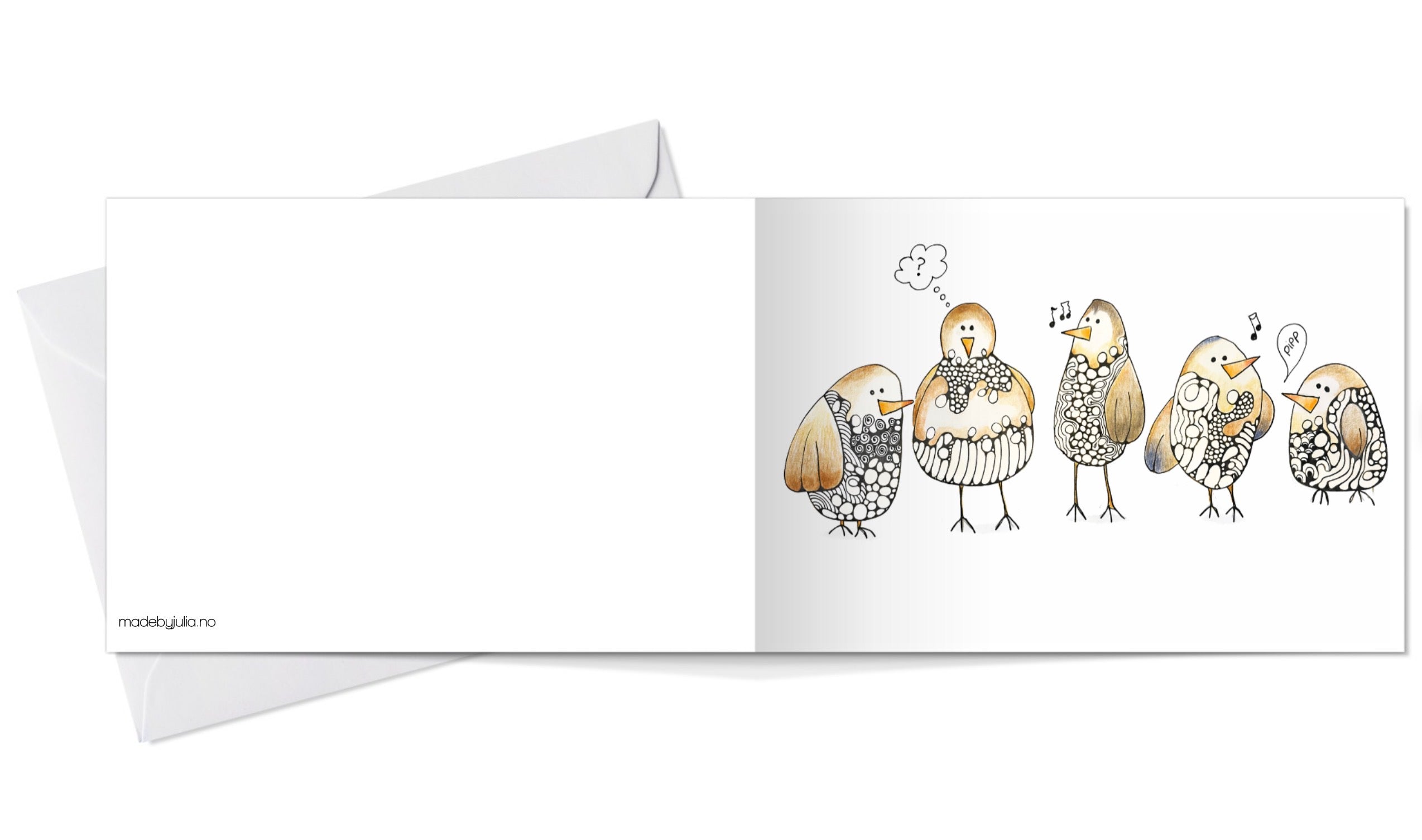 Bird talk 🐦🎶- Dobbeltsidig A6 kort med konvolutt