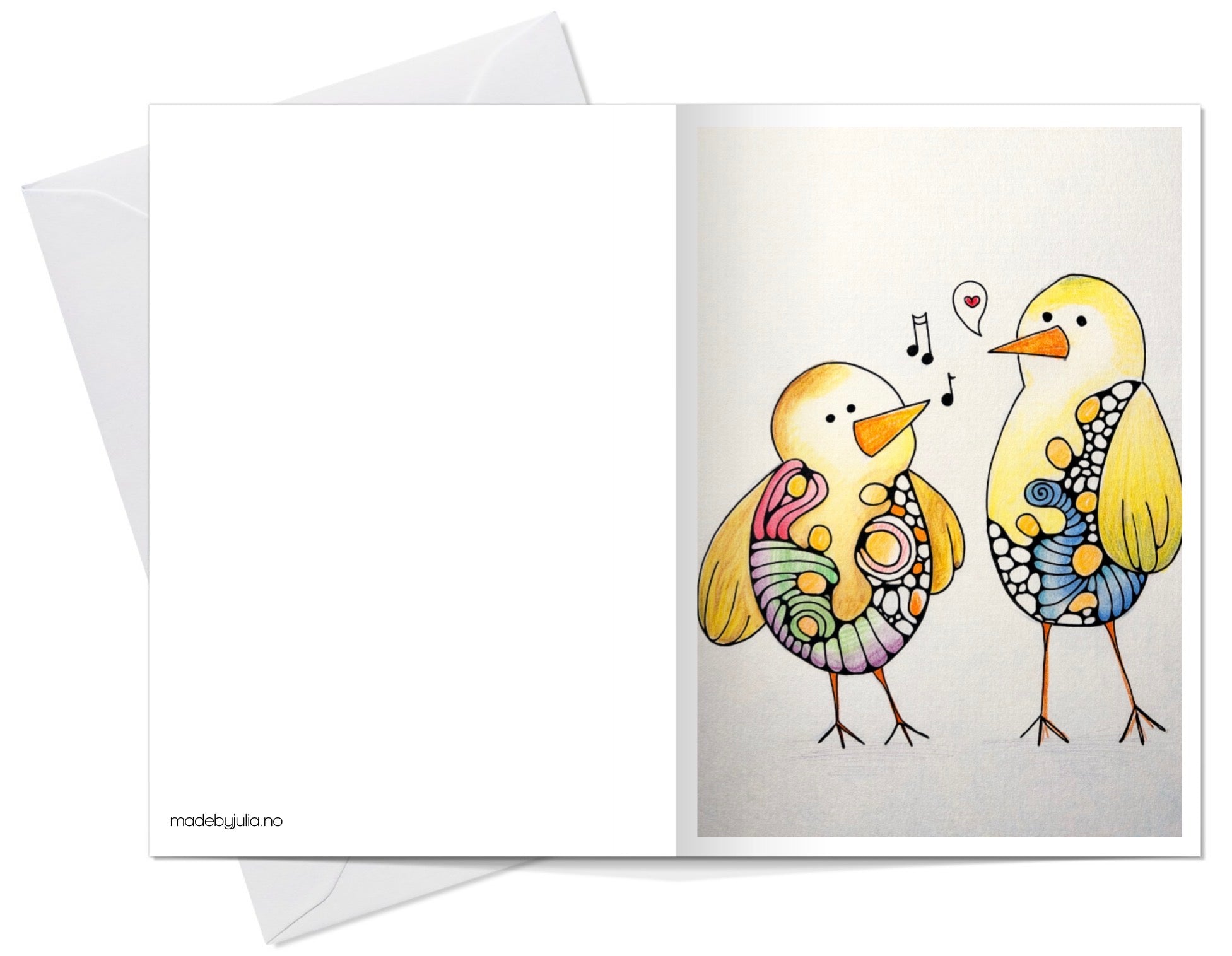 Bird charm 🐥🎶- Dobbeltsidig A6 kort med konvolutt