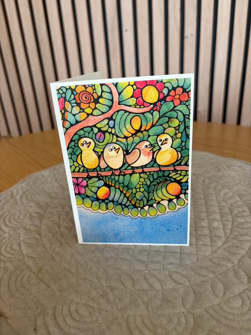 Bird flock 🐦- Dobbeltsidig A6 kort med konvolutt