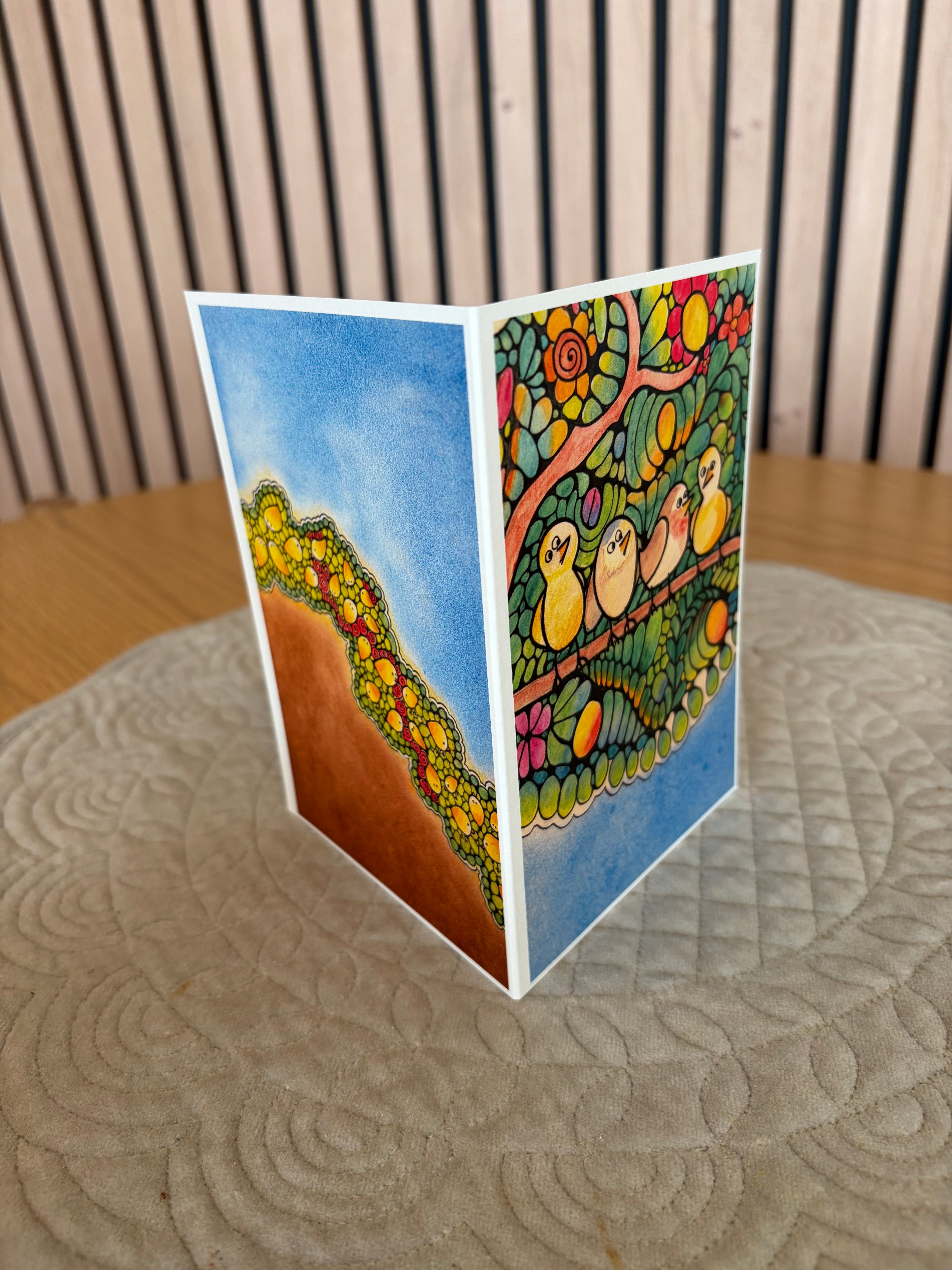 Bird flock 🐦- Dobbeltsidig A6 kort med konvolutt