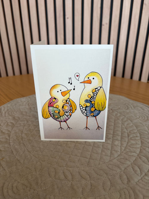 Bird charm 🐥🎶- Dobbeltsidig A6 kort med konvolutt